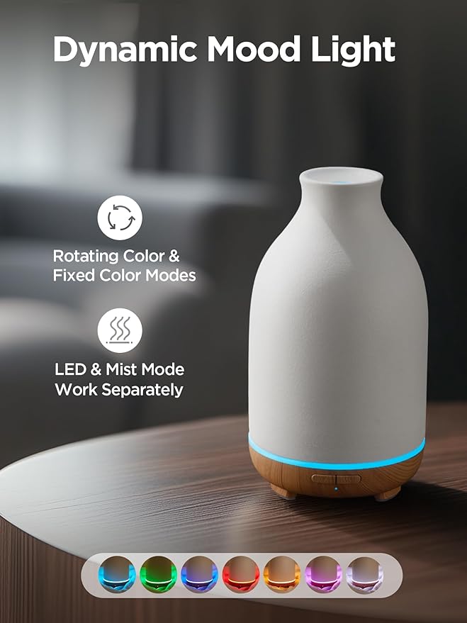 Difusor de Aromas InnoGear, 150ml Cerámica, 2 Modos, Apagado Automático, Blanco miniatura 6