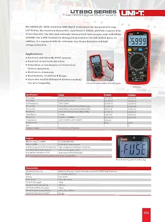 UT890C UNI-T 6000count True RMS Digital Industrial and Scientific Multimeter...