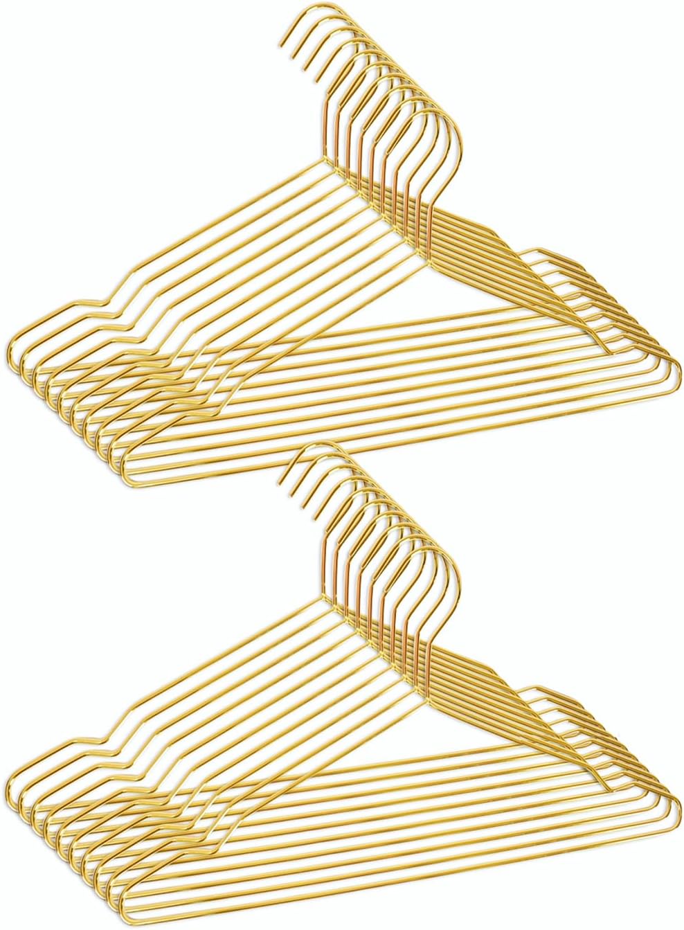 Metal Wire Hanger Space-Saving Shirt Hanger, Gold, 20 Pack