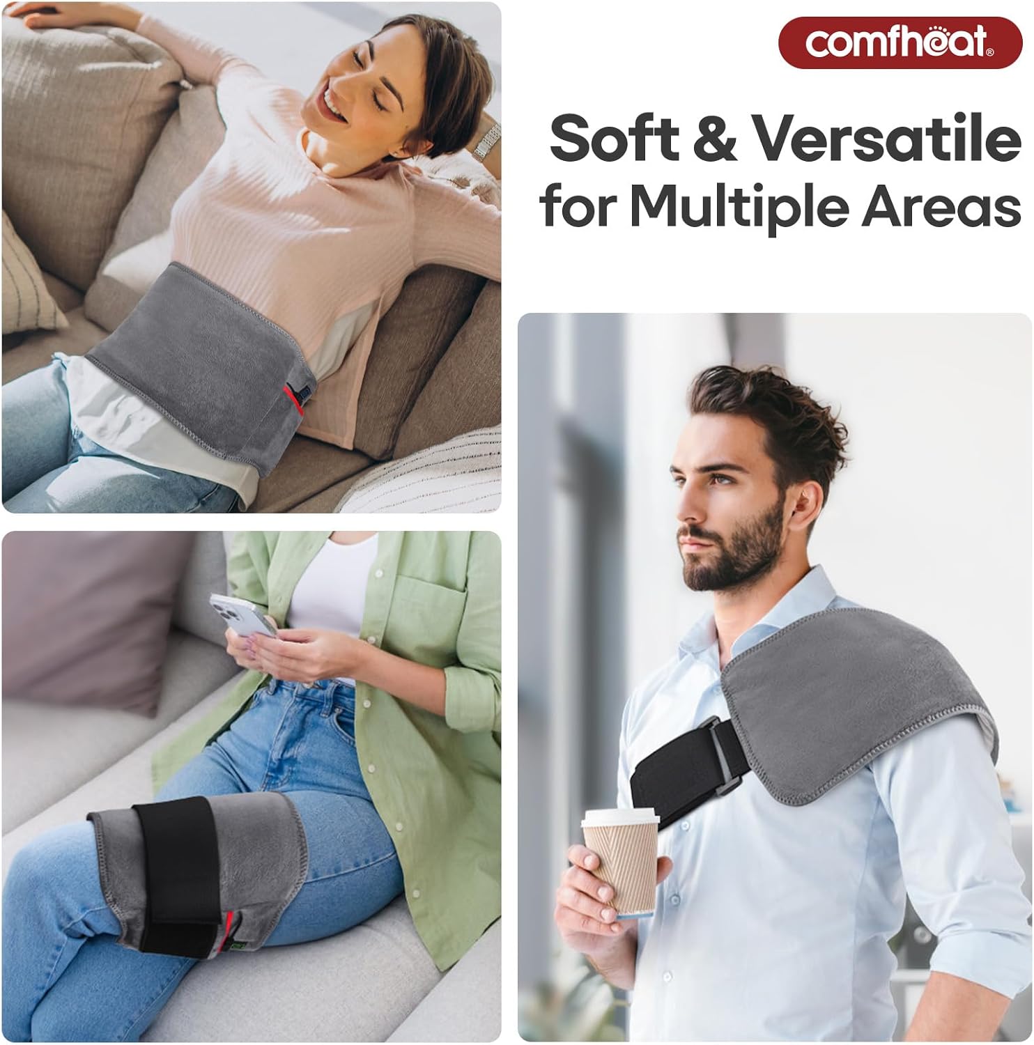Cordless Heating Pad for Back, 10000mAh Battery Powered Heat Belt for Lower Back Pain Relief, Portable Wearable Heat Pad Lumbar Hot Compress, Up to 60" Waist Size, Gift for Women Men Mom Dad - Image 6