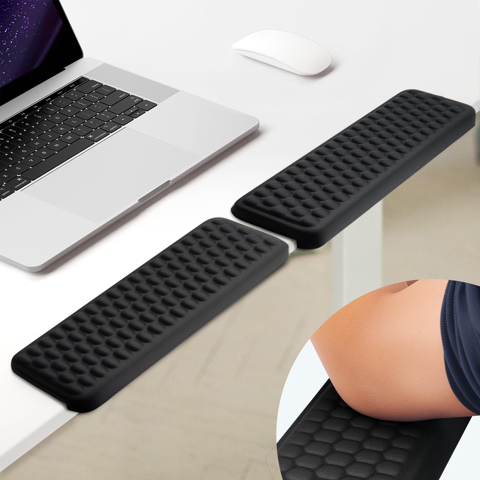 L-Shaped Desk Elbow Pad Arm Rest for Desk 2-Piece Ergonomic Wrist Rest with Non-Slip Base Memory Foam Elbow