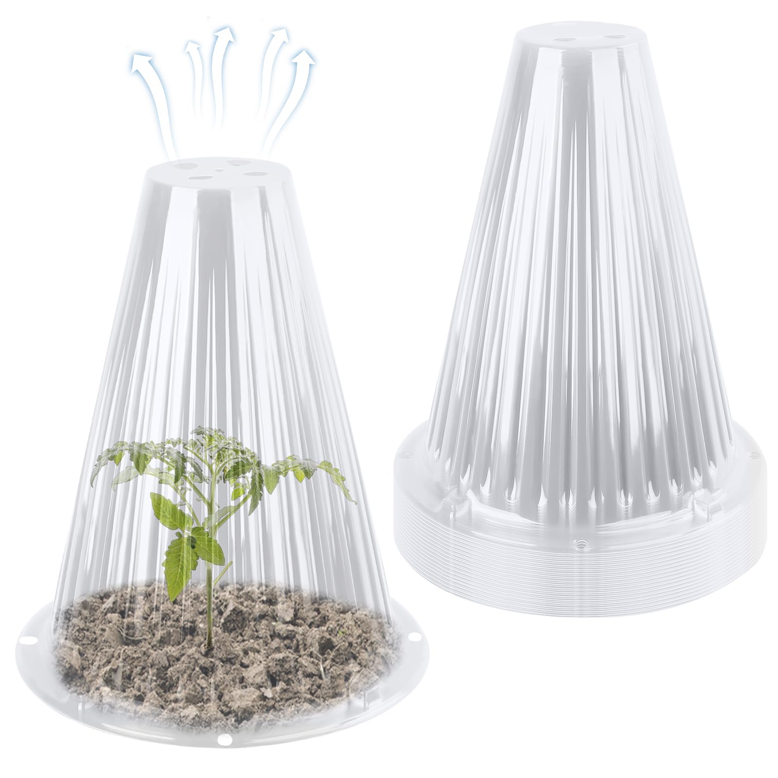 Confezione da 20 campane da giardino per piante, copertura riutilizzabile per piante, coperture per piante, protezione da animali, lumache, uccelli, polli, insetti, 23,3 cm di altezza x 19,2