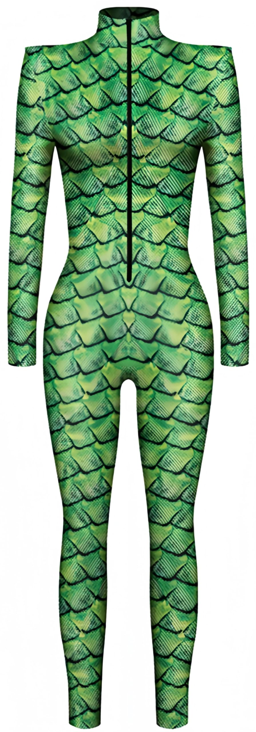 Ocean Plus Tuta Intera Aderente da Donna a Maniche Lunghe con Collo Alto e Cerniera Lampo Body Stampato con Motivi Abito Feste Carnevale Halloween