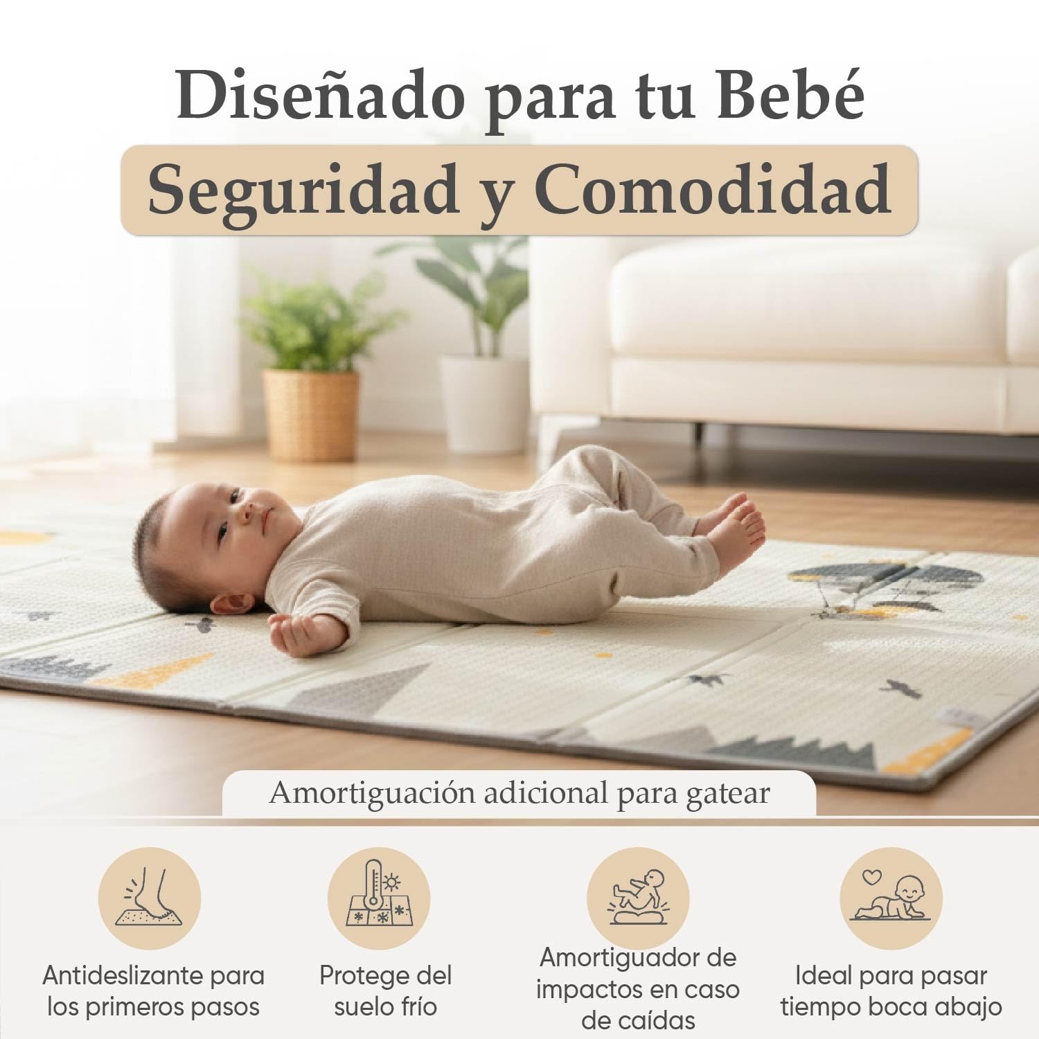 Colchoneta Bebe Suelo | Alfombra Juegos Bebés Acolchada con Bolsa de Transporte | 180x150 cm Baby Playmat, Alta Densidad, Material Espuma XPE | Alfombra Gateo Bebé Suelo Plegable