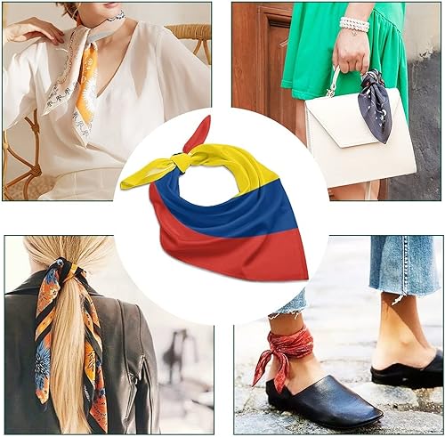 Miniatura 3 de Bandana de bandera colombiana, turbante, diadema para la cabeza, pulsera cuadrada, accesorios decorativos para el cabello, 25 x 25 pulgadas