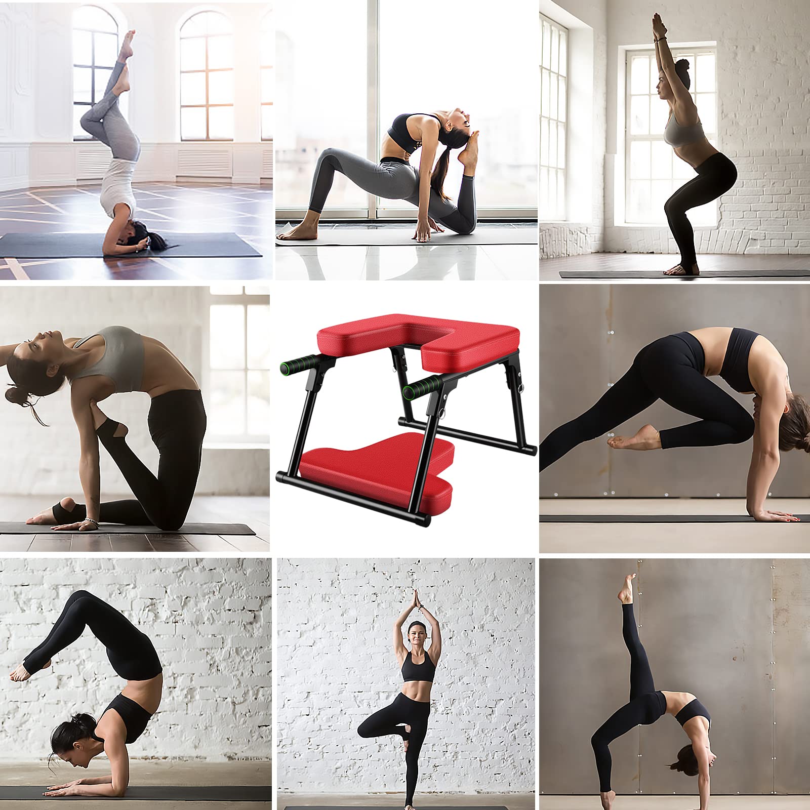 Yoga Sgabello Testa, Sgabello Pieghevole Per Posizione Testa Yoga Per Casa Palestra Cuscino In Acciaio Accessori Yoga Accessori Per Fitness Con Banda Elastica Yoga 200kg Capacità Carico Fitness Relax