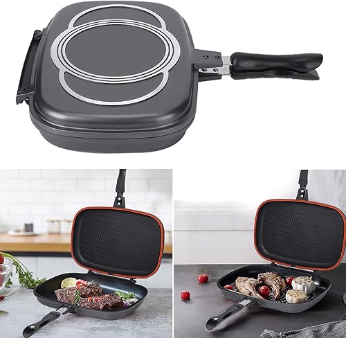 Miniatura 4 de Estufa antiadherente de doble cara con mango antiquemaduras - Herramientas de cocina para uso doméstico al aire libre, parrilla, maestros cocineros