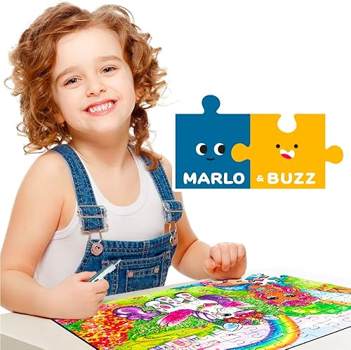 Miniatura 6 de Marlo&Buzz - Rompecabezas con purpurina de 100 piezas rompecabezas de princesa unicornio y sirena diseñados para niños de 4 a 8 años. Piezas grandes