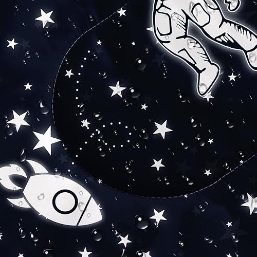 Miniatura 6 de Datura home Saco de dormir para niños y niñas, estampado de cohete y astronauta, ligero, cálido, portátil, para exteriores, interior, impermeable,