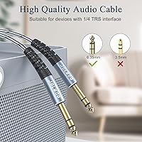 Vista 4 de Cable TRS de instrumento de 1/4 de pulgada de 3.3 pies, paquete de 2, cable de audio de un cuarto de pulgada, línea de interconexión equilibrada