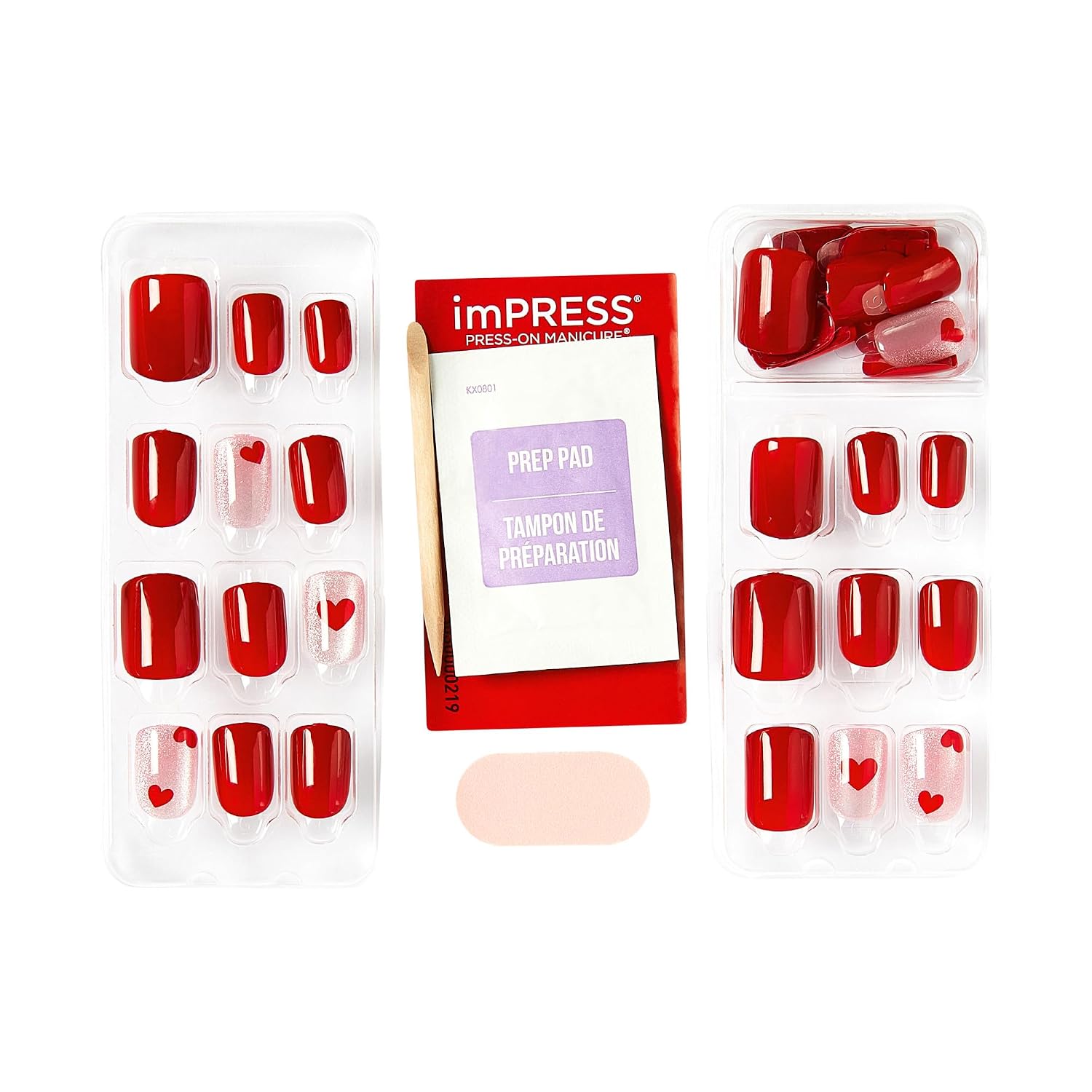 Kiss Impress No Glue Mani Press On Nails, Design, 'good 4 you', Pink, Short Size, Squoval Shape, Includes 30 Nails, Prep Pad, Instructions Sheet, 1 Manicure Stick, 1 Mini File