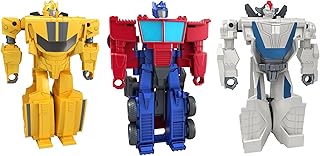 Transformers Toys 1-Step Flip Heroes 3-Pack, 4-Inch Wheeljack, Bumblebee, and Optimus Prime Action Figures for Kids Age 6 and Up (Amazon Exclusive)