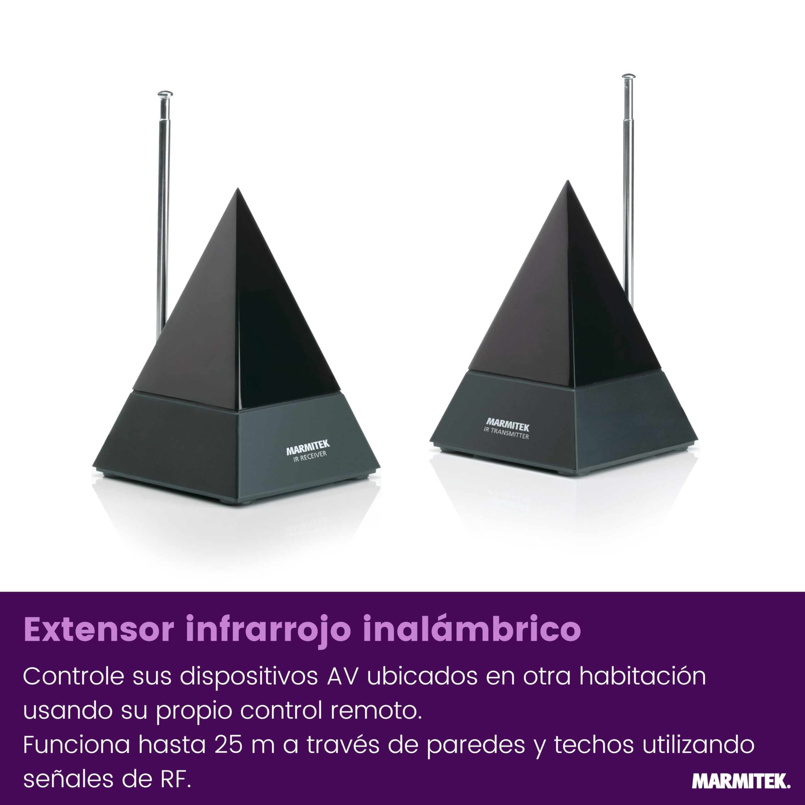Marmitek Powermid XL - Extensor infrarrojo inalámbrico a través de Paredes | Repetidor IR para controlar equipos en otra habitación, RF hasta 25 m, Plug & Play para TV, decodificador, receptor y audio