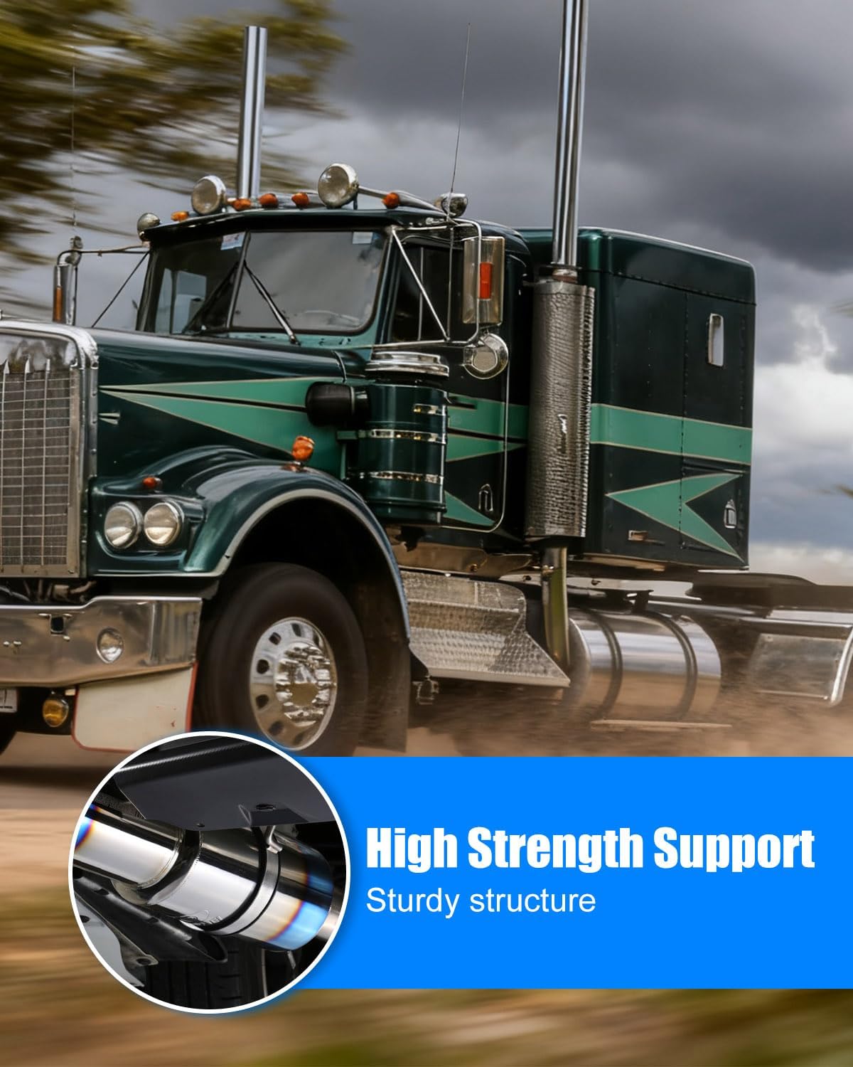 7" Stainless Steel Butt Joint Exhaust Clamp Fit for Peterbilt Kenworth and Universal Applications, with Inclined bracket