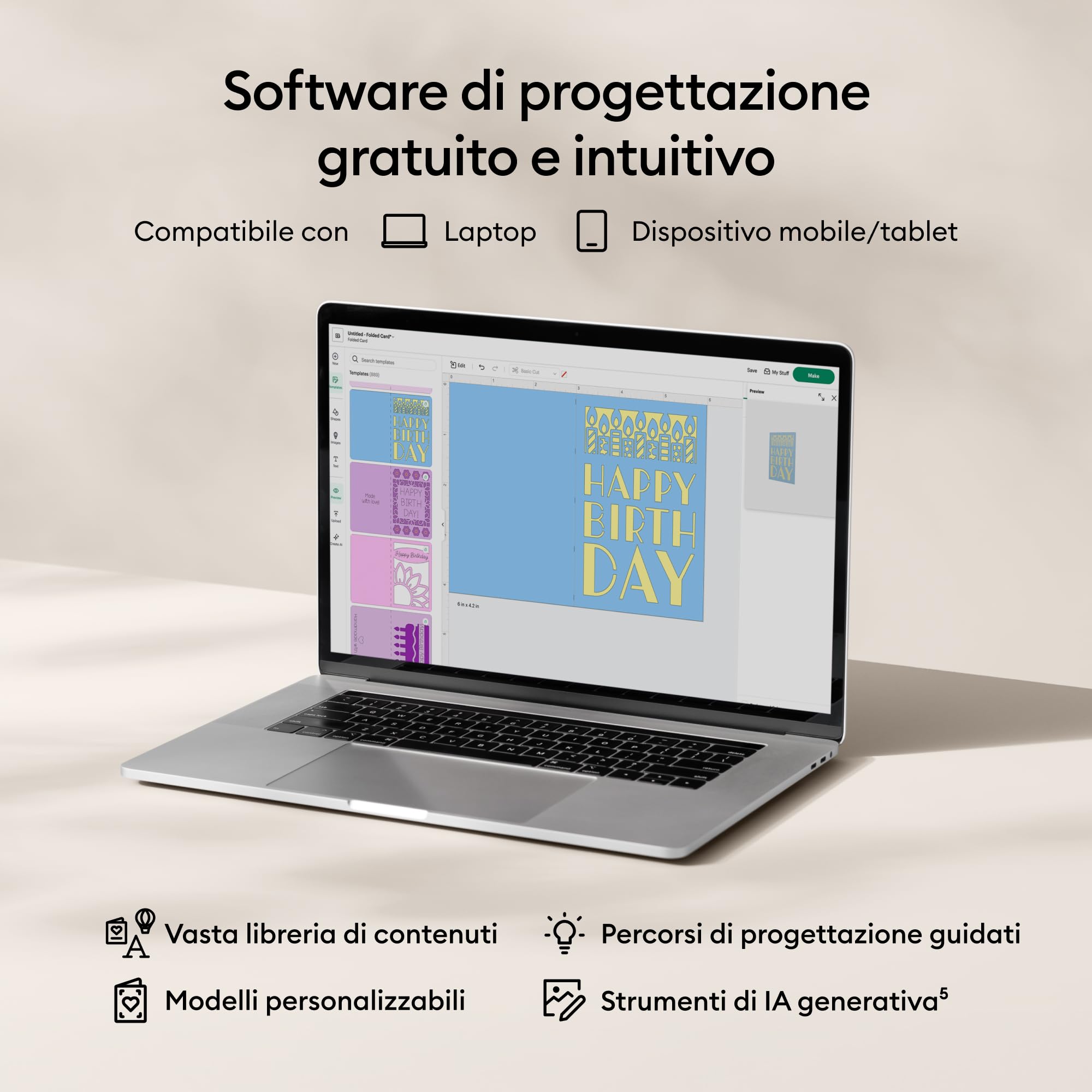 Cricut Joy™ 2 Essential Bundle + Contenuti digitali. Macchina da taglio intelligente compatta, ideale per biglietti personalizzati, adesivi semplici ed etichette