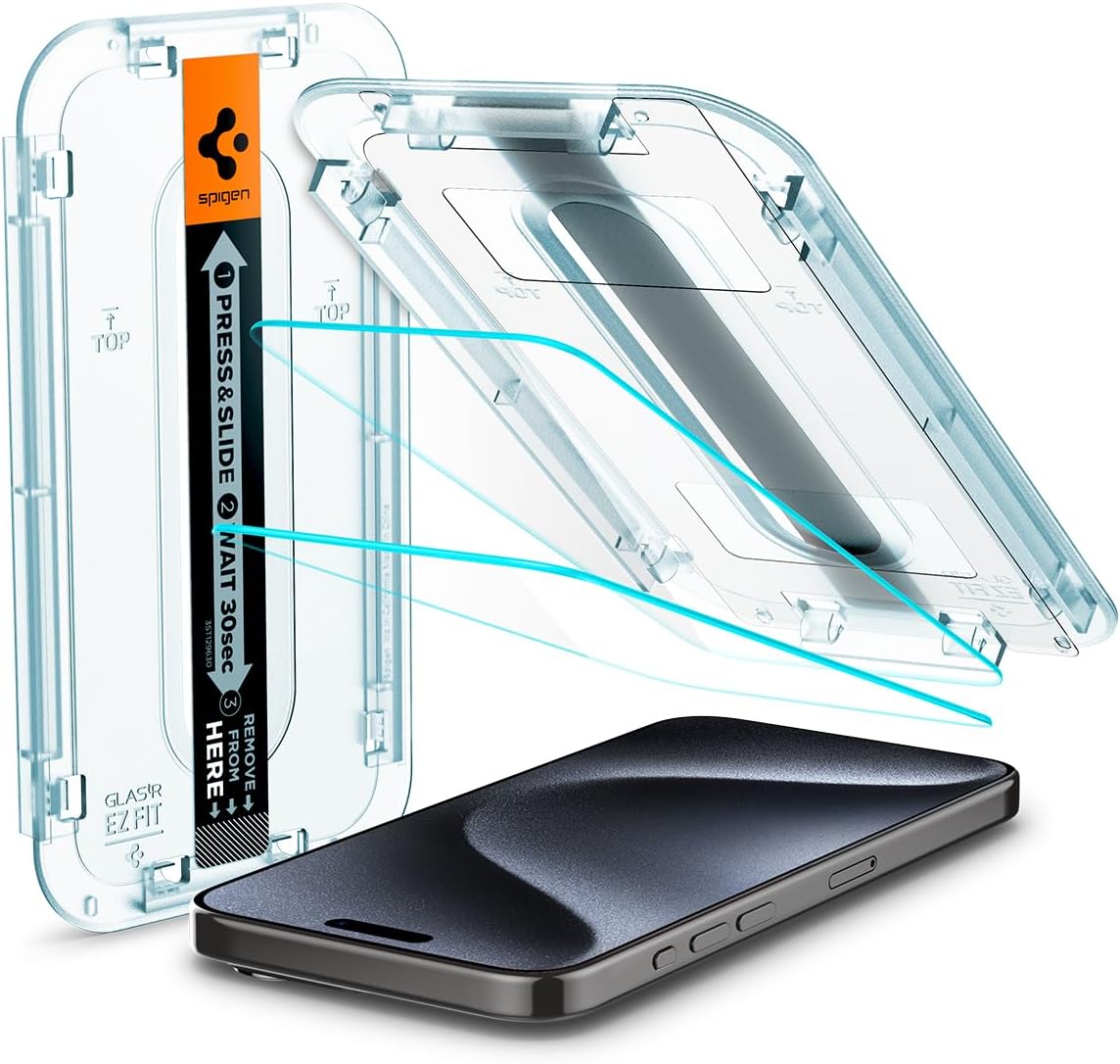 EZ Fit Tempered Glass Screen Protector for iPhone 15 Pro (2 Pack)
