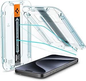 Spigen Tempered Glass Screen Protector [GlasTR EZ FIT] designed for iPhone 15 Pro [Case Friendly] - 2 Pack