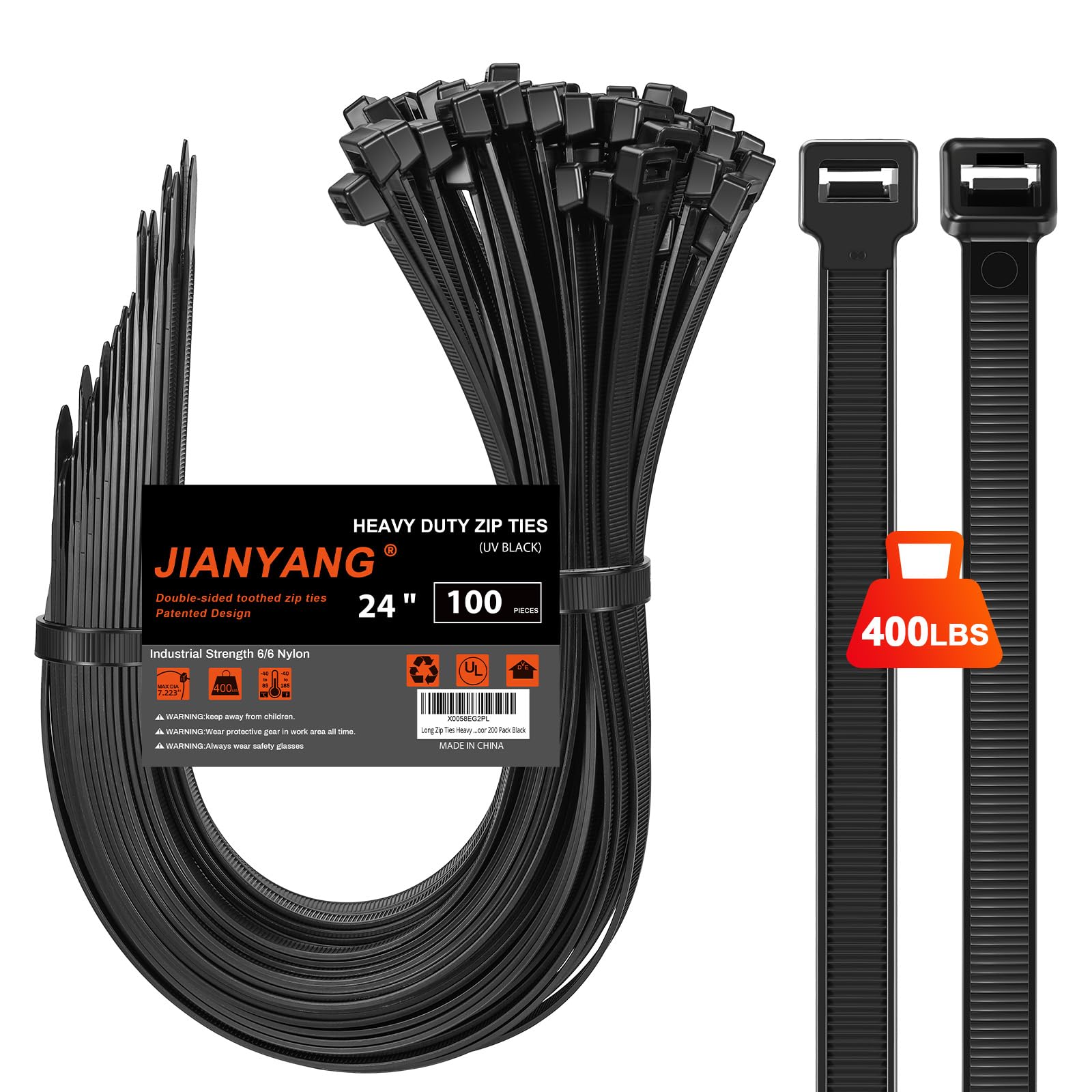 Heavy Duty Zip Ties - 100 Pack, 400 LBS Strength -1 Heavy Duty Zip Ties - 100 Pack, 400 LBS Strength -1