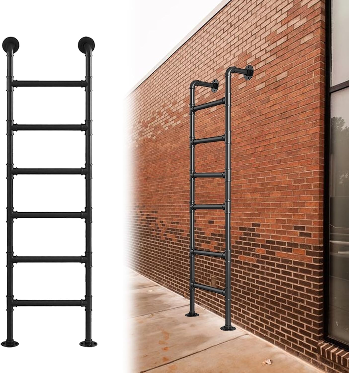 Emergency Egress Basement Ladder - Iron Egress Window Well Ladder, Heavy-Duty Egress Entrance Ladder, Wall Mounted Metal Step Ladder for Loft Attic, Safe & Easy Fire Escape Ladder(