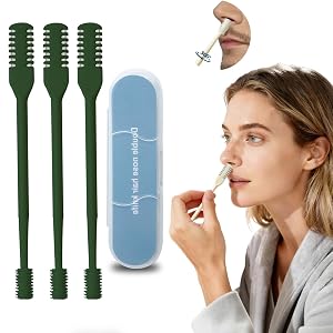 3 Pack Green Manual Nose Hair Trimmer 360 Rotating Double-Sided Stainless Steel Blade Portable Nasal Groomer for Men