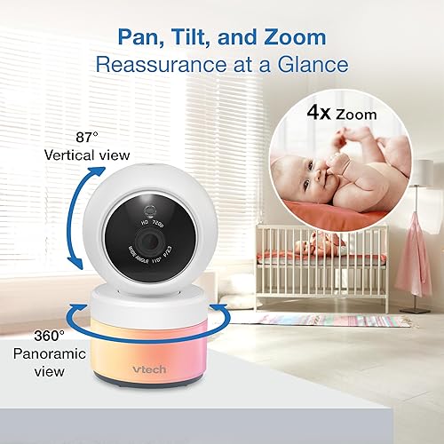 Miniatura 4 de VTech Monitor de video para bebés con cámara y audio, pantalla LCD HD de 5 pulgadas, zoom panorámico, conversación de 2 vías, modo VOX, luces