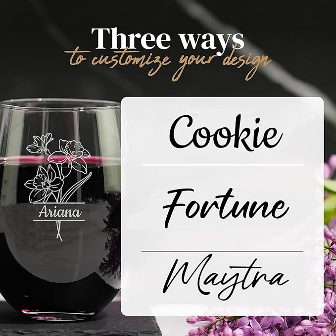 Vaso de Vino Sin Pie Personalizado - 15 oz con Nombre Grabado miniatura 4