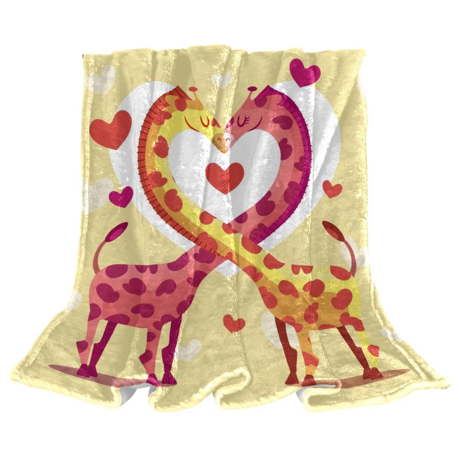 Couverture polaire girafes mignonnes microfibre 150x100cm pour jeté de canapé