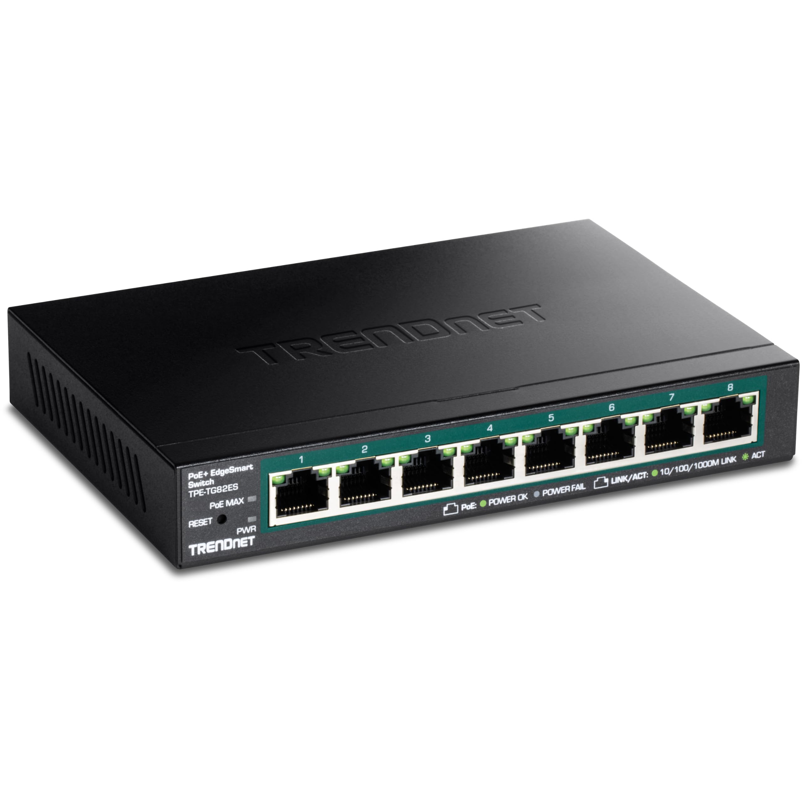 TRENDnet 8-Port Gigabit EdgeSmart PoE+ Switch, TPE-TG82ES
