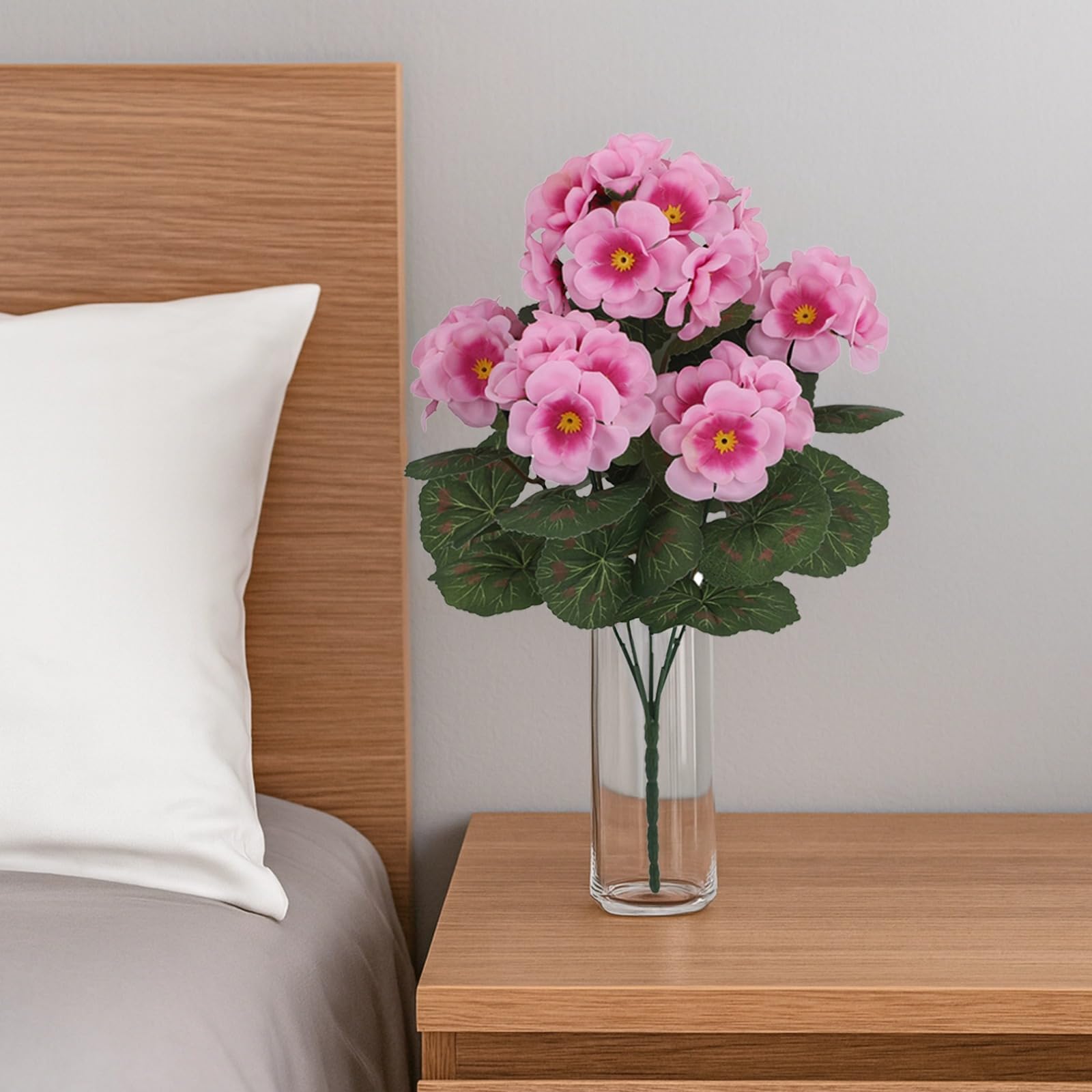 5 fiori di geranio artificiali, 36 cm, piante finte in seta rosa per la decorazione della casa, decorazioni realistiche per molteplici scenari