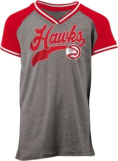 5th & Ocean NBA Atlanta Hawks Children Girls Youth Tri Blend Jersey V Neck Short sleeve,L,Heather Charcoal