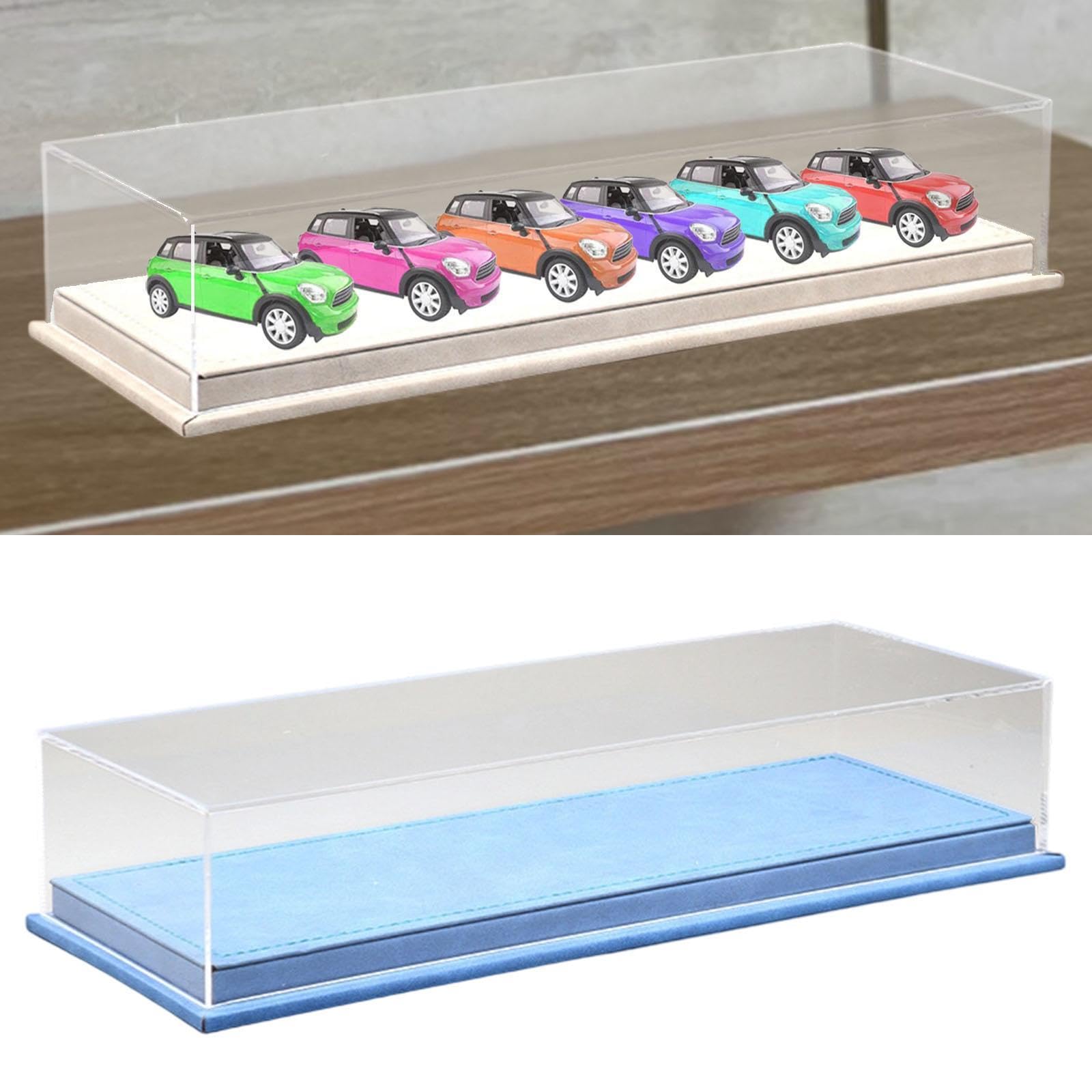Acryl Vitrinenkasten für Modellautos Im Maßstab 1:64, Aufbewahrungsbox für Spielzeugautos, Transparenter Und Staubdichter Organizer, Blau