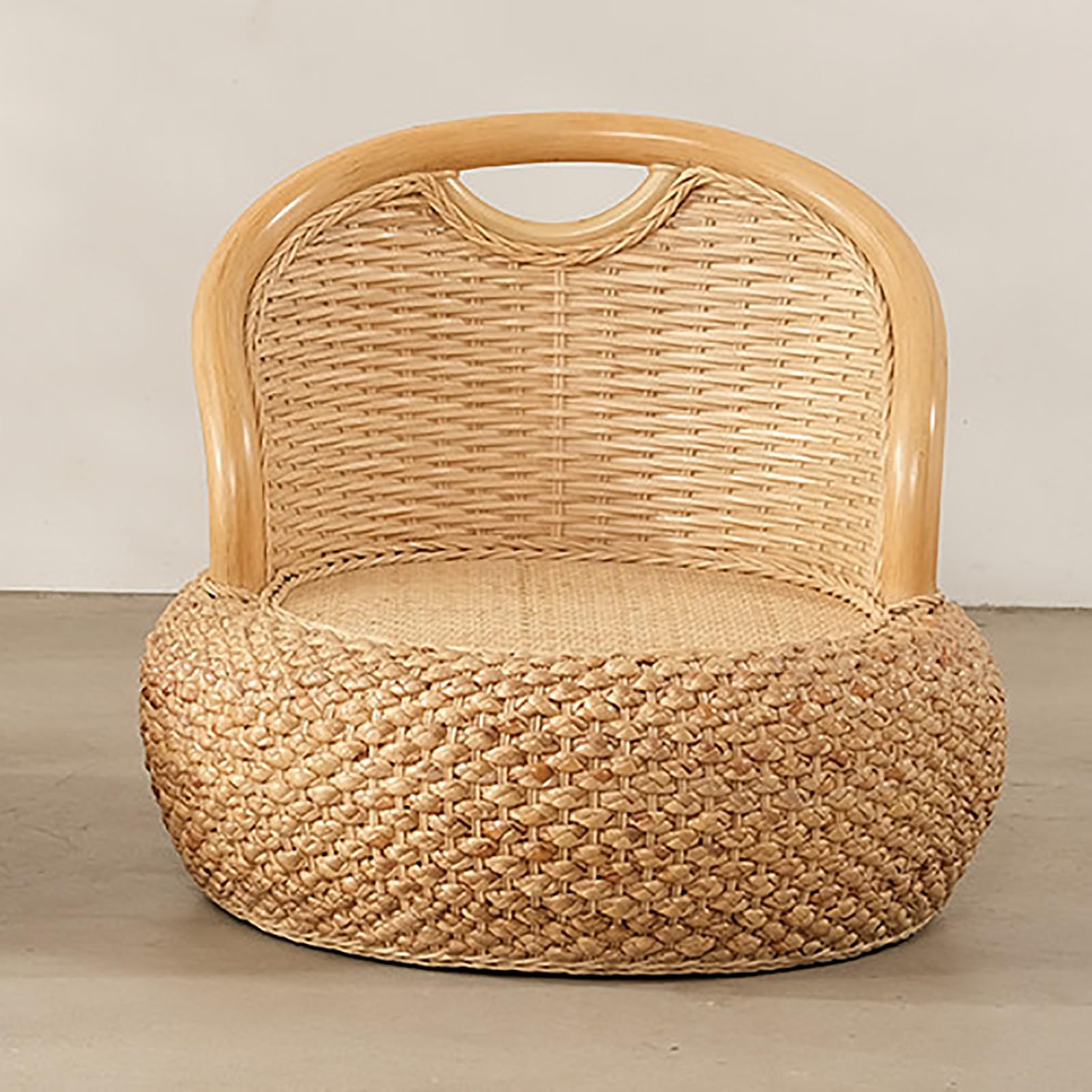 Chaise de sol en rotin haut de gamme en osier tissé à la main