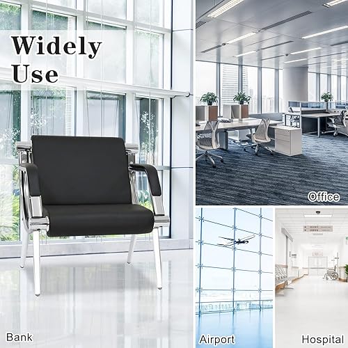 Miniatura 9 de kinbor 2 sillas de invitados para sala de espera, silla de recepción de oficina de piel sintética, muebles de vestíbulo, sofá con brazos para sala