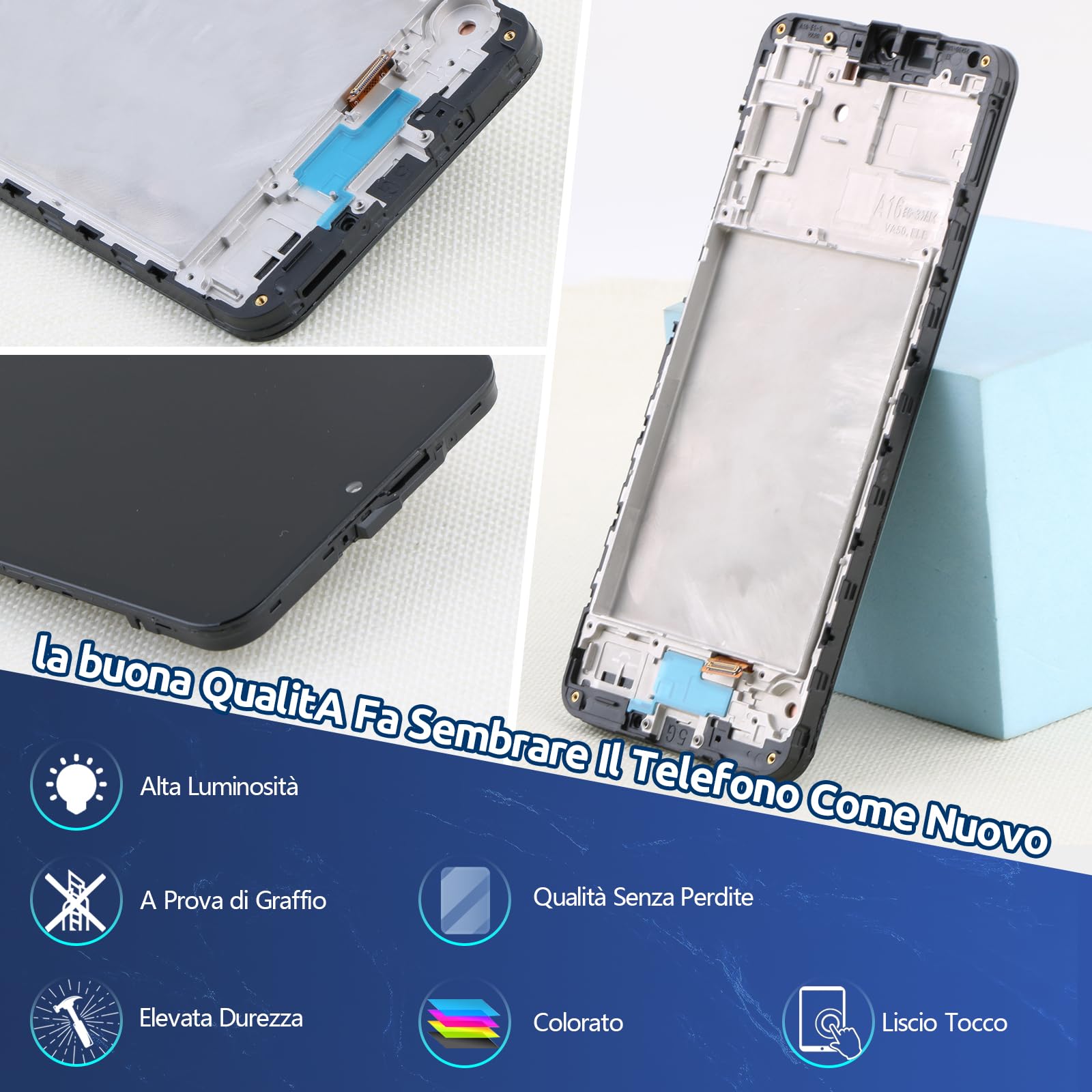 RongZy Schermo LCD per Samsung Galaxy A16 5G Display Sostituzione per Galaxy A16 5G SM-A166B/A166E Digitizer Assembly Vetro di Ricambio Touch Screen con Strumenti(6.7", Nero con Cornice)