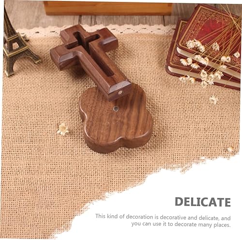 Miniatura 9 de OFFSCH 1 Unidades de Cruz de Madera Decoración del Hogar Jesús Crucifijo Soporte Religioso Cruz Decoración de Mesa de Comedor Cruz de Mano