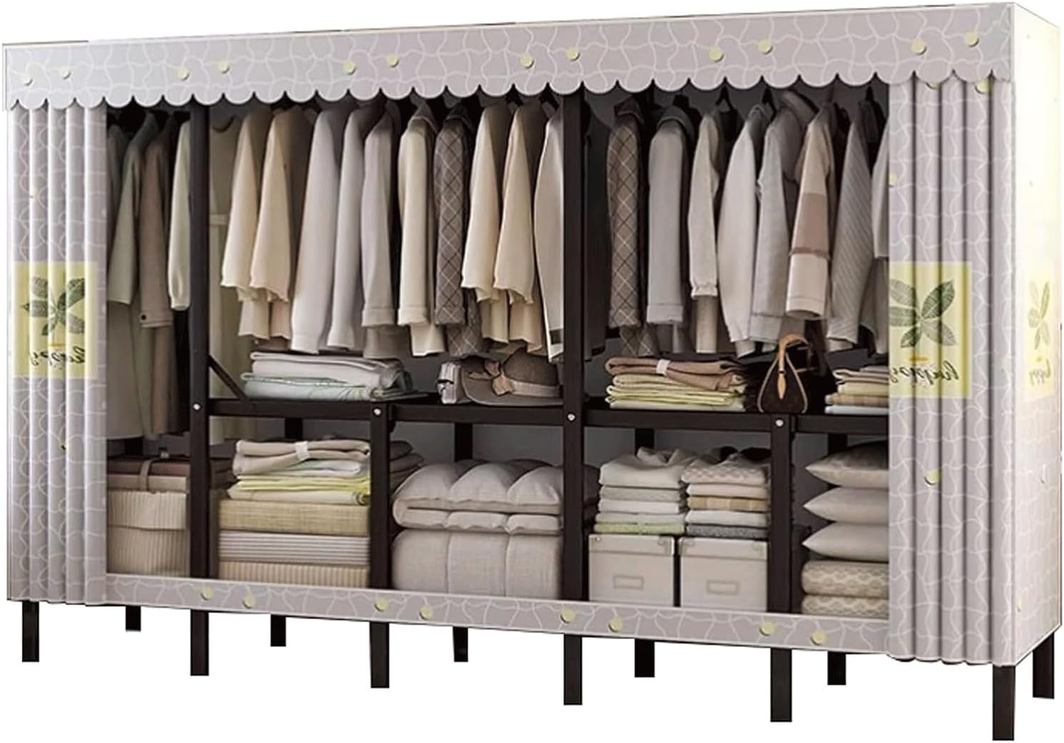 Portable Closet Foldable Closet Steel Large Wardrobe Storage Closet Portable Clothes Closet for Bedroom Wardrobe Save Space Wardrobe Closet Spacious