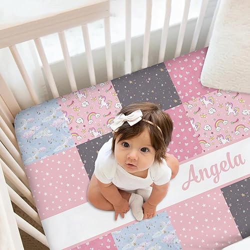 Miniatura 2 de Juego de ropa de cama personalizada para bebé, edredón de cuna con nombre personalizado, ropa de cama de luna y arco iris, juego de 2 piezas con