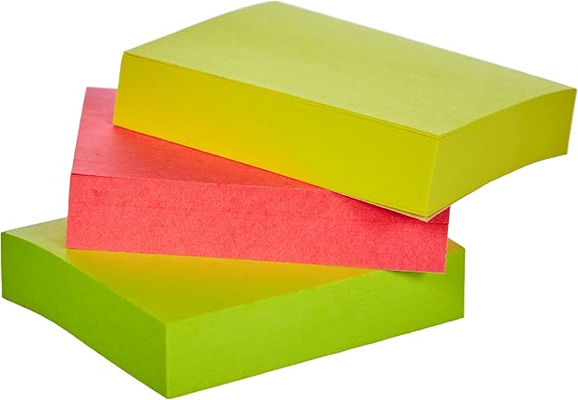 Post-it Notes 38 mm x 51 mm Hangable Flow, Neon Colours Yellow, Pink, Green Pack of 3 Pads 100 Sheets Per Pad