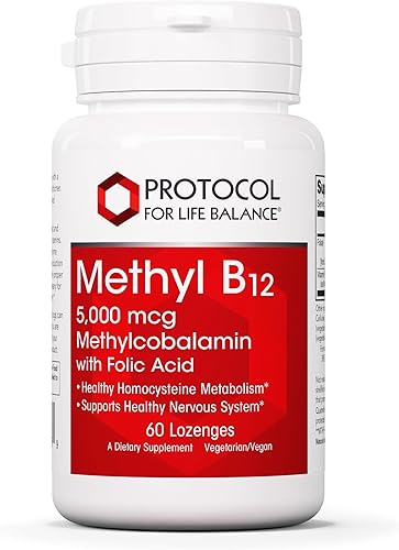 Miniatura 9 de PROTOCOL FOR LIFE BALANCE - Metilo B12 1,000 mcg metilcobalamina - Apoya el metabolismo de la homocisteína y el sistema nervioso saludable, impulso