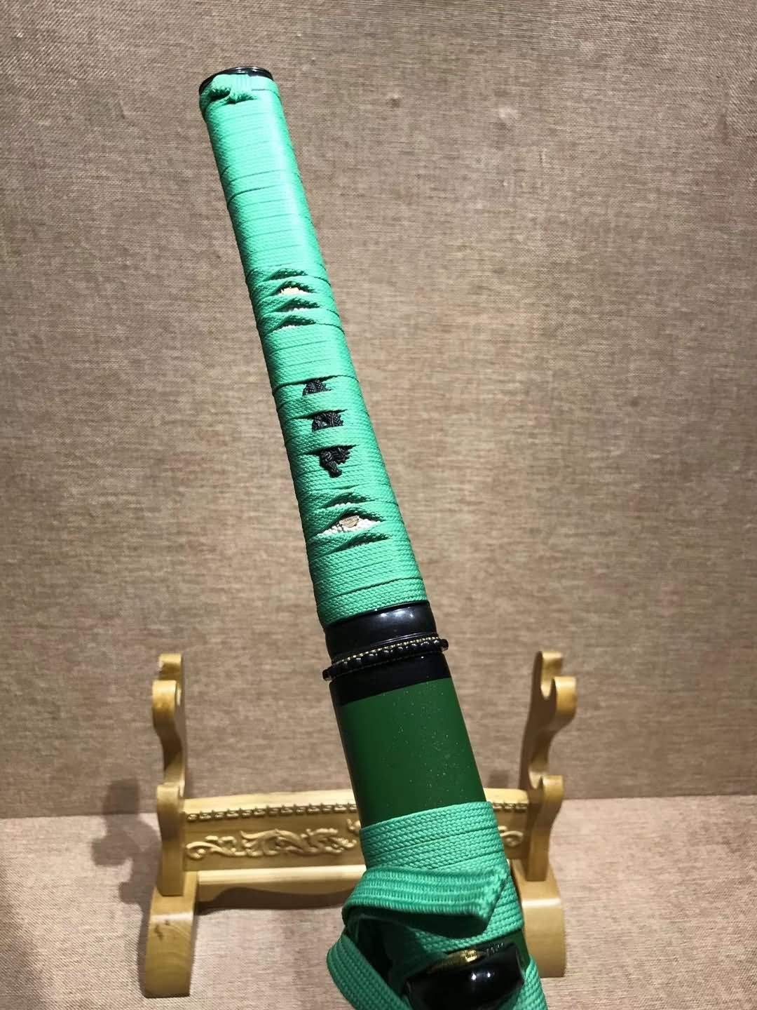 LoongSWORD Japanese Samurai Ninja Sword,Handmade-Damascus Steel Full Tang Blade-Kendo, Green