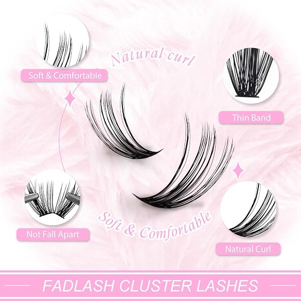 FADLASH 280pcs Extensiones Pestañas Postizas Individuales 40D Cluster Lashes 0.07mm Rizo D Mix 8-16mm Volumen Ruso Pestañas Racimo - 4