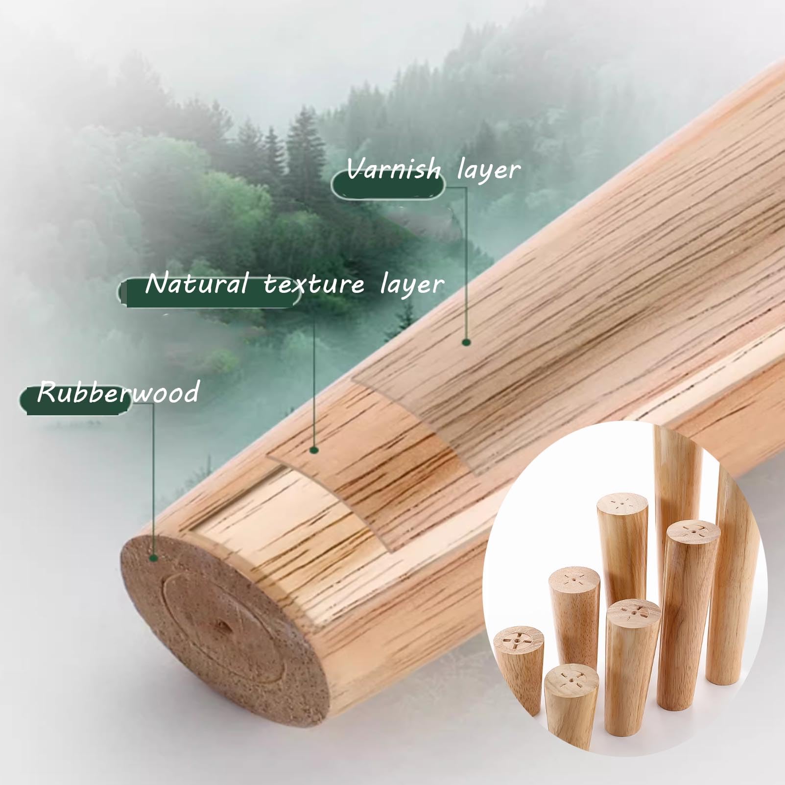Drewniane nogi meblowe, 4 szt., dębowe nóżki zastępcze do sofy, stolika kawowego, szafki TV i krzesła, DIY, 10 cm, trwałe akcesoria do obróbki drewna