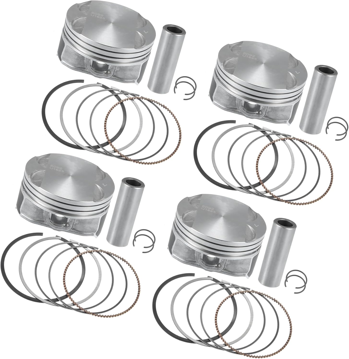 ACROPIX 12578324 / Front/Engine Piston and Pin Assembly for Buick LaCrosse 2.4L 2010-2016 for Chevy Captiva 2012-2015 / Piston Rings Kit/Metal / 1 Set/Titanium Tone Car Parts