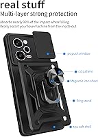 Vista 3 de CCSmall Funda para Xiaomi Redmi Note 12 Pro+ con cubierta de cámara deslizante, funda protectora de grado militar para teléfono con soporte de Negro