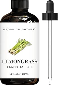 Brooklyn Botany Lemongrass Essential Oil - Huge 4 Fl Oz - 100% Pure and Natural - Premium Grade with Dropper - for Aromatherapy and Diffuser