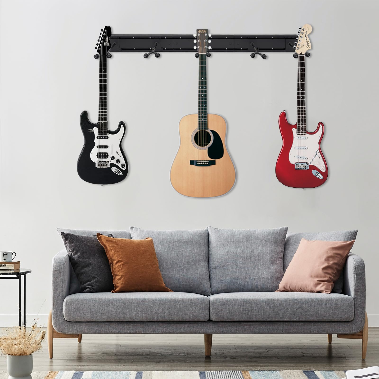 5-krotny stojak na gitarę, stojak na gitarę, wieloczęściowy, regulowany kąt haka 180°, do gitary akustycznej, gitary westernowej, gitary elektrycznej