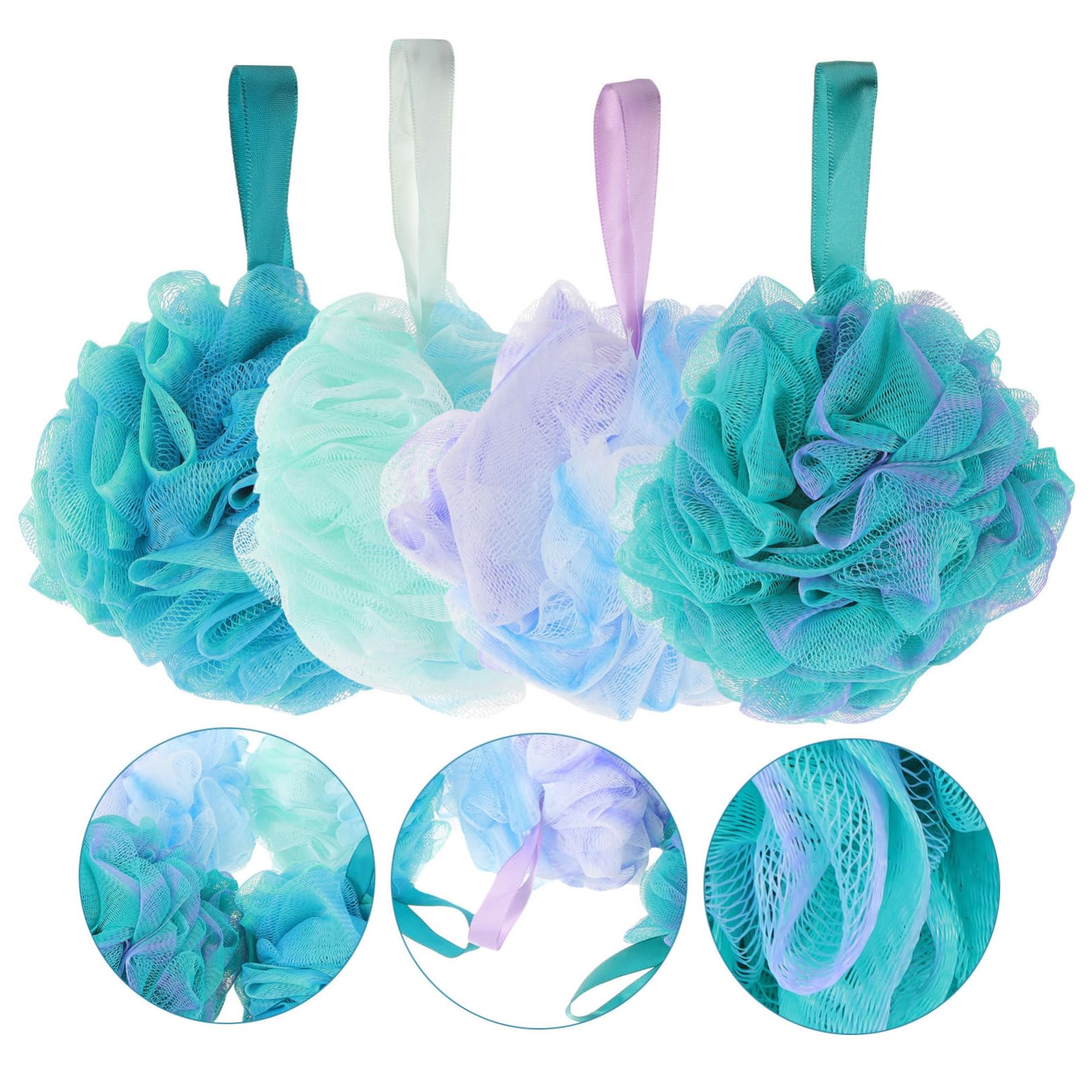 minkissy 16 bolas de baño prácticas esponjas de baño resistentes al desgaste, bola de baño práctica bola de baño para el hogar, esponja de baño para el cuerpo, esponjas de belleza o cordón de malla