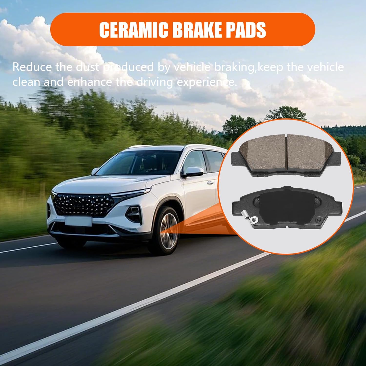 Front Brake Pads HZ1394 for 09-20 Honda Fit, 11-15 CR-Z, Ceramic Brake Pads w/Hardware 2009 2010 2011 2012-2015 2016 2017 2018 2019 2020 Replacement