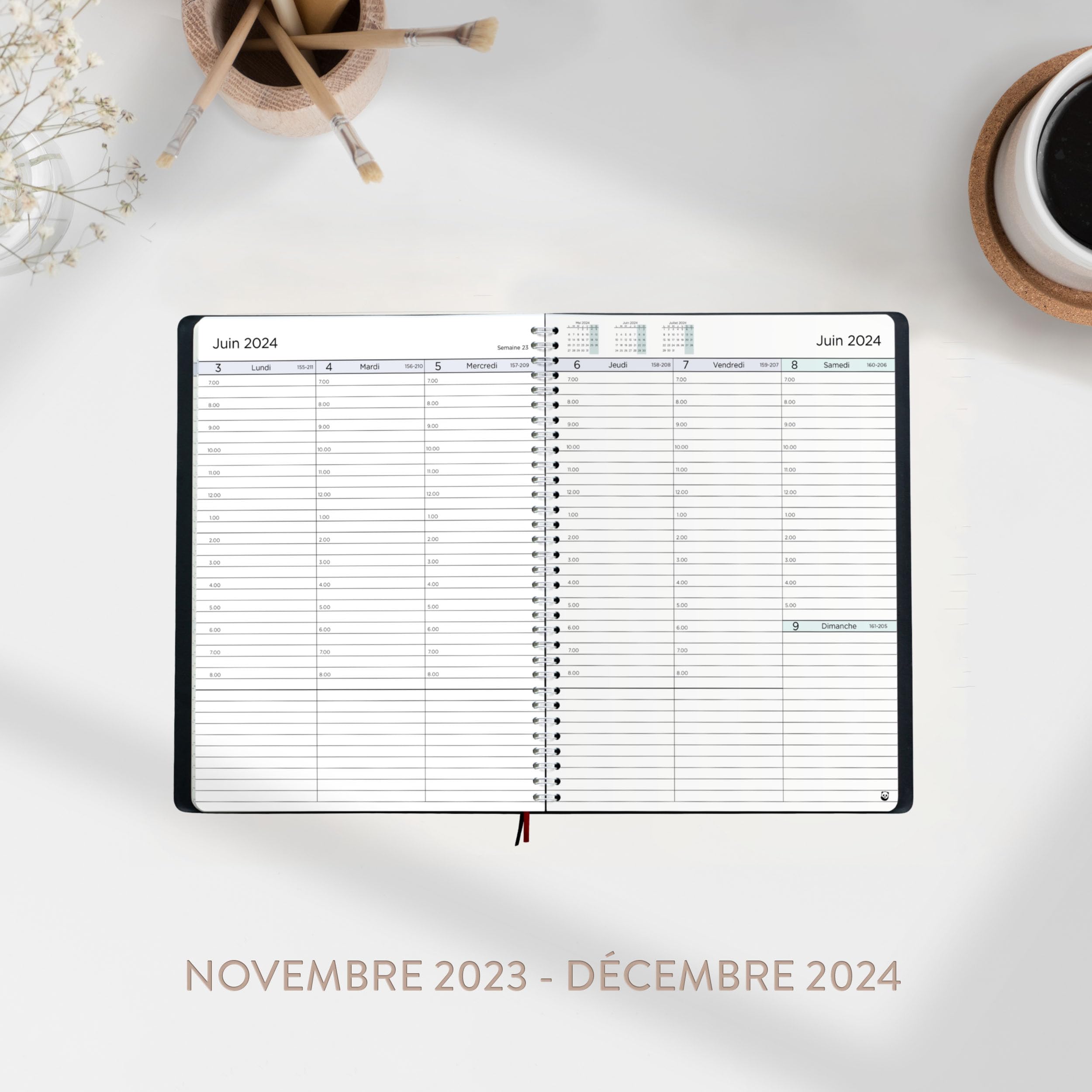 Agenda Semainier 2026 A5 – Couverture Souple, Vue Hebdomadaire Avec Intervalles 30 Min, Papier épais 100 G/m², En Français