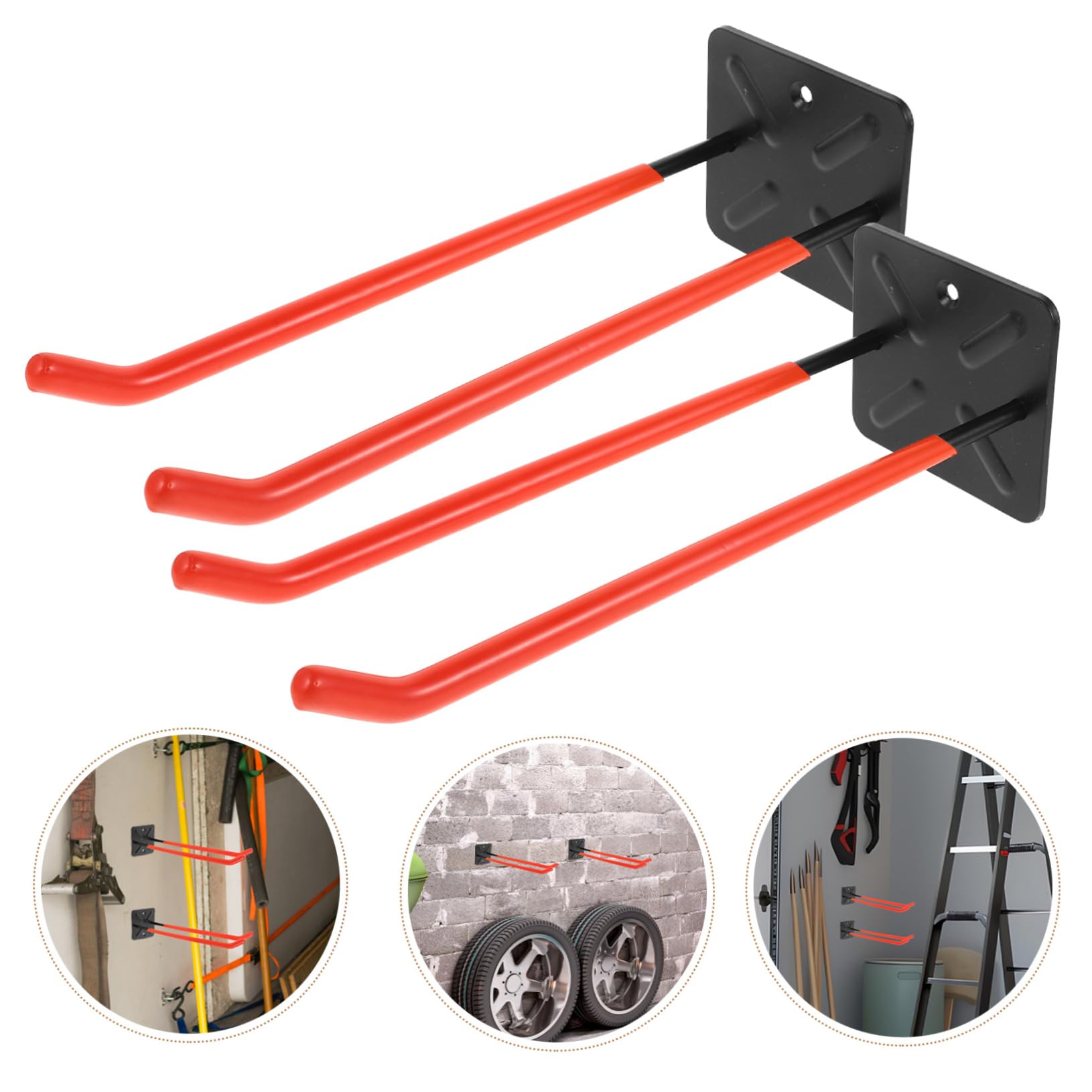 Ganchos de Pared Resistentes para Garaje Organizador de Herramientas Montaje Pared para Neumáticos Herramientas y Escaleras de Almacenamiento Multiusos